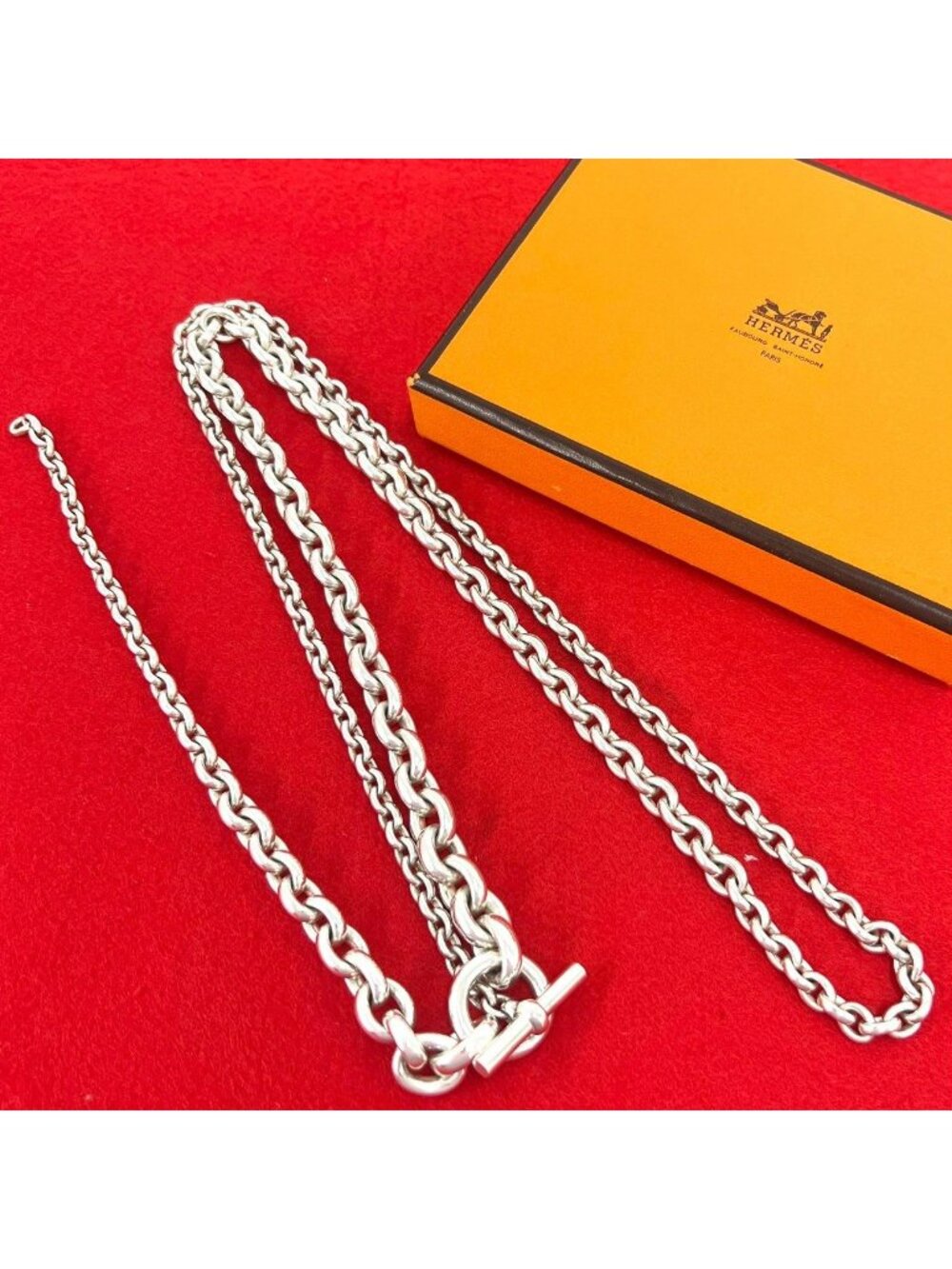 Hermes Vintage Crescendo Long Necklace 925 Sterling Silver